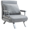 HOMCOM Modern 4-In-1 Single Sofa Bed Sleeper Foldable Portable Armchair Bed Chair Lounge Couch with Pillow for Living Room, Bedroom, Light Grey
