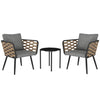 Outsunny 3 Pieces Rattan Bistro Set, Wicker Garden Furniture Set w/ Cushions