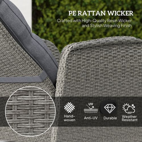 Outsunny 3 Pieces Rattan Bistro Set with Cushions for Outdoor, Grey