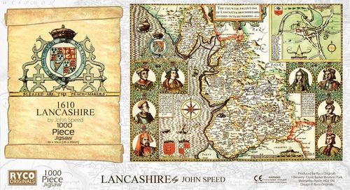 Lancashire Historical Map 1000 Piece Jigsaw Puzzle (1610)