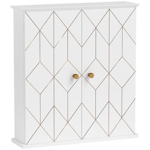 HOMCOM Bathroom Wall Cabinet, Wall Cupboard with Adjustable Shelf, White