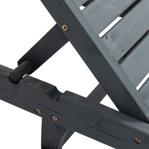 Outsunny Wooden Sun Lounger Outdoor Patio Sun Bed w/ Pull-out Table Grey