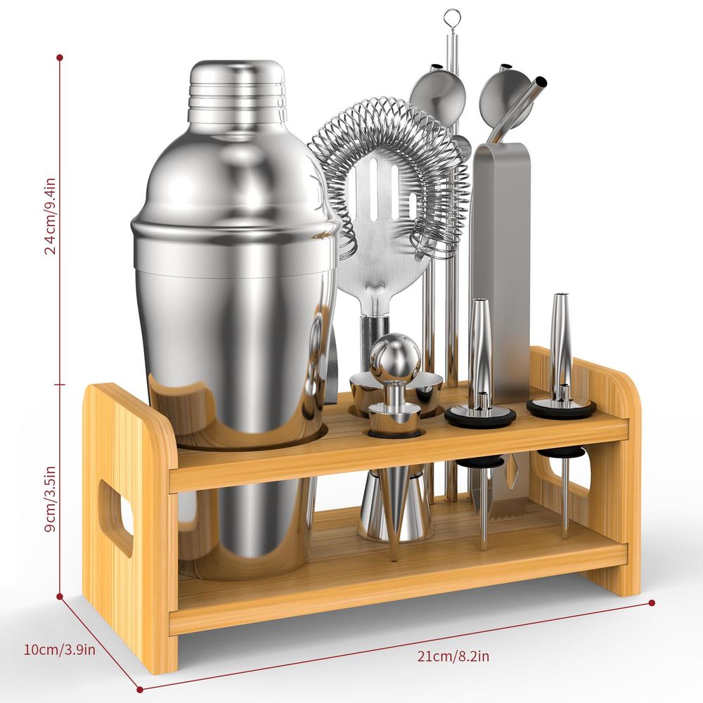 Vinsani 15pcs Cocktail Set Mixology Made Easy For Drink Enthusiasts & Bartenders