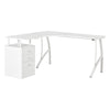 HOMCOM L-Shaped Computer Desk Table with Storage Drawer Home Office Corner Industrial Style Workstation for A4 Files 143.5 x 143.5 x 76cm, White