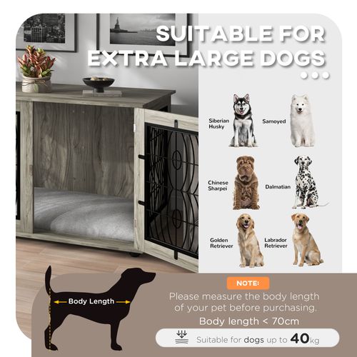 PawHut Dog Crate Furniture, 44.5" End Table for Extra Large Dogs w/ Cushion