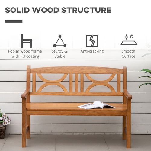 2-Seater Wooden Garden Bench Outdoor Patio Loveseat Natural