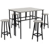 Premium 6Pc Bar Table Set: 2 Tables + 4 Stools, Stylish Grey
