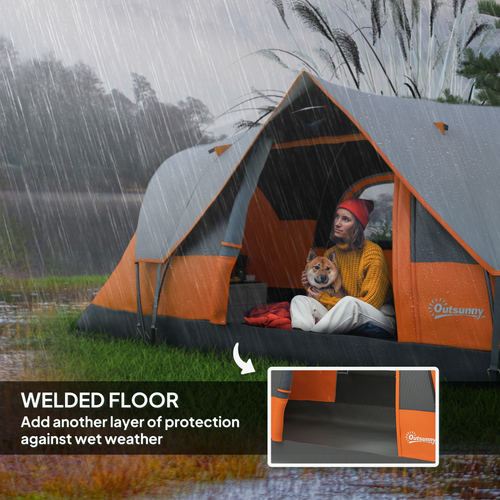 Outsunny 5-6 Man Camping Tent with Bag, Fibreglass and Steel Frame