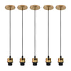 Industrial French Gold Pendant Light - 5 Pack, E27 Lamp Holder, Addable Lampshade, PVC Cable - High Quality, Stylish, Dimmable