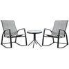 Outdoor Rocking Chair Set w/ Glass Table - Patio Bistro Furniture - Steel Frames