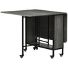 HOMCOM Mobile Drop Leaf Table Folding Kitchen Table Extendable Dining Table For Small Spaces With 6 Wheels & Storage Shelf Grey