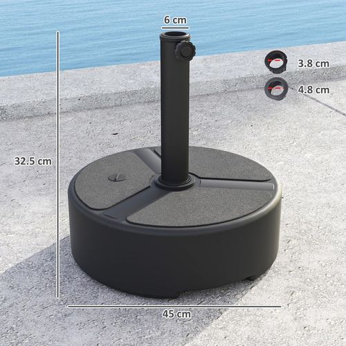 Outsunny Round Garden Parasol Base, Sand/Water Filled Parasol Stand, Black