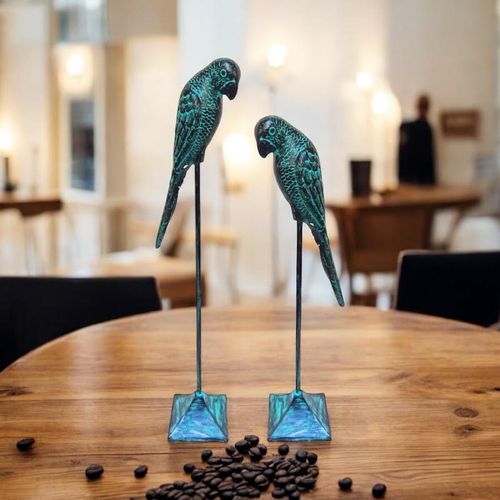 86/73CM SET 2 CAST IRON PARROTS