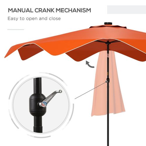 Outsunny Garden Parasol Umbrella with LED Lights and Tilt, Table Umbrella