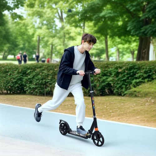 AIYAPLAY Kids Scooter, Foldable Kick Scooter w/ Adjustable Handlebar, Black