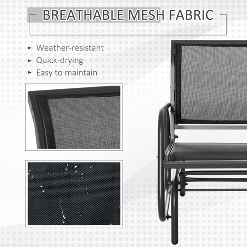 Outdoor Gliding Swing Chair Garden Seat w/ Mesh Seat Curved Back Steel Frame