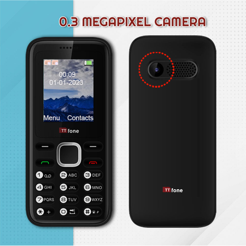 TTfone TT150 Black Dual SIM with Mains Charger, Giff Gaff Pay As You Go
