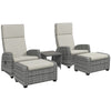 Premium Outsunny 5 PC Rattan Garden Furniture Set - Reclining Chairs, Table - High-Quality Grey PE Rattan - All-Weather Patio Collection