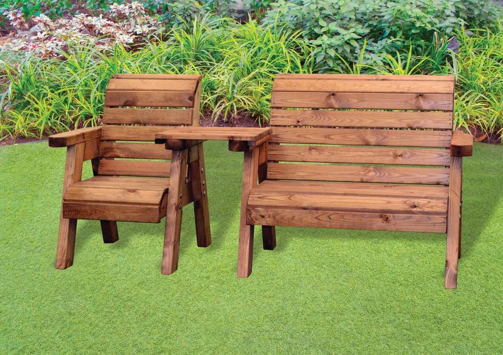 Charles Taylor Little Fella's 3 Seater Companion Set - Handcrafted British Wood Furniture with Angled Tray - Rustproof & Rot Free Guarantee