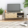 HOMCOM TV Stand for TVs up to 55 Inches, 2 Doors TV Cabinet with Adjustable Open Shelves for Living Room, Bedroom, Entertainment Room, Natural Wood
