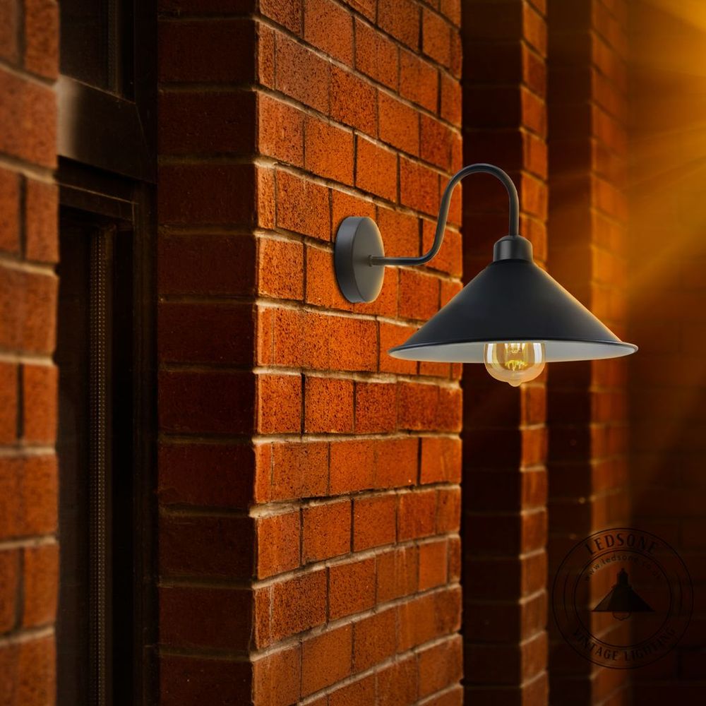 Vintage Black Wall Light Fixture, E27 Base Swan Neck Cone Shape Shade - High Quality, Dimmable - Perfect for Any Room