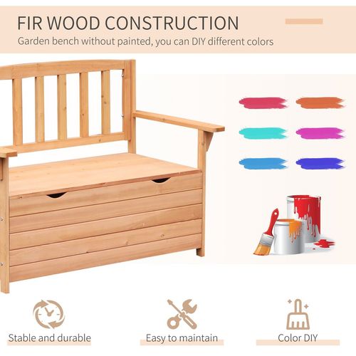 Outdoor Garden Storage Bench Patio Box All Weather Fir Wood 112 x 84 cm