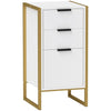 HOMCOM Industrial 3-Drawer Bedroom Chest of Drawers with Metal Frame, White