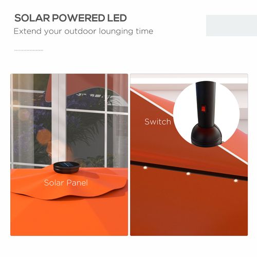 Outsunny Garden Parasol Umbrella with LED Lights and Tilt, Table Umbrella