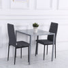 HOMCOM Modern Square Dining Table, Seats 4, with Glass Top & Metal Legs for Dining Room, Living Room, Greyare Design with Tempered Glass & Metal Legs