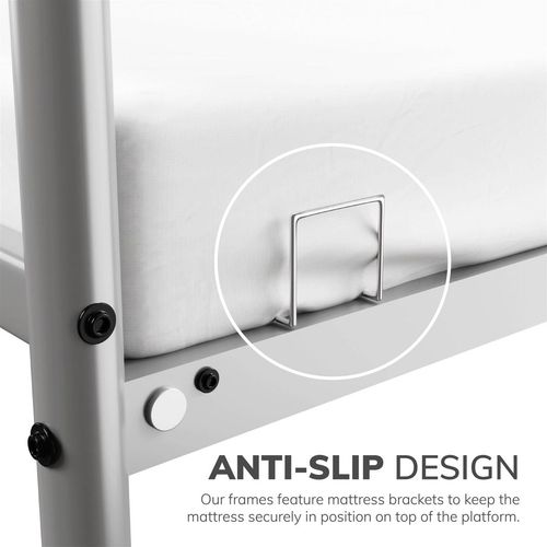 Extra Strong Single Metal Bed Frame In Silver
