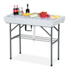 Ice Table with Drain, Folding Ice Cooler Drinks Table with Skirt, Ice Serving Buffet Bar for Party, BBQ, Camping, Garden, Folding Sink Fish/Food Cleaning Table