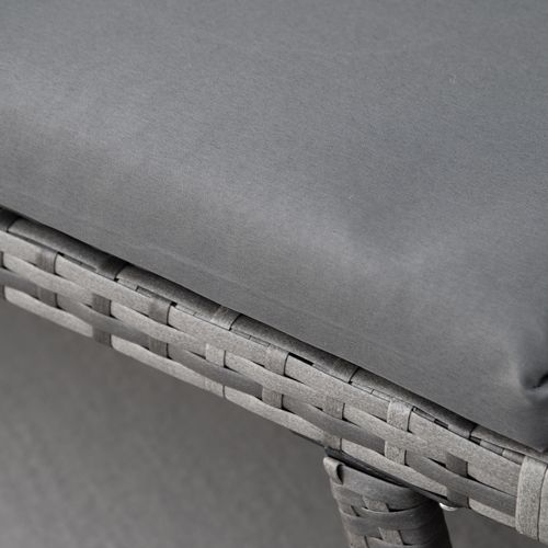 2 in 1 Rattan Folding Daybed Sofa Grey w/Cushion