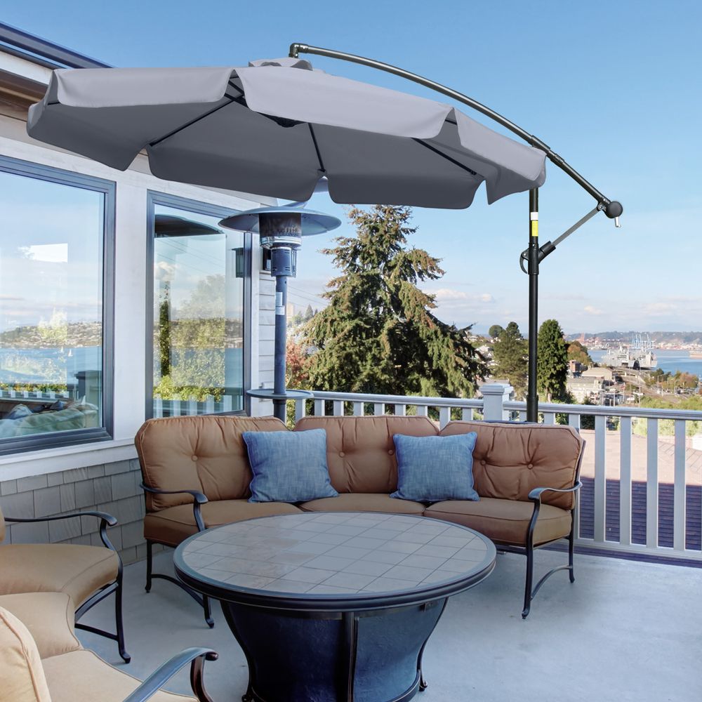 Premium 2.7m Banana Cantilever Umbrella - Dark Grey
