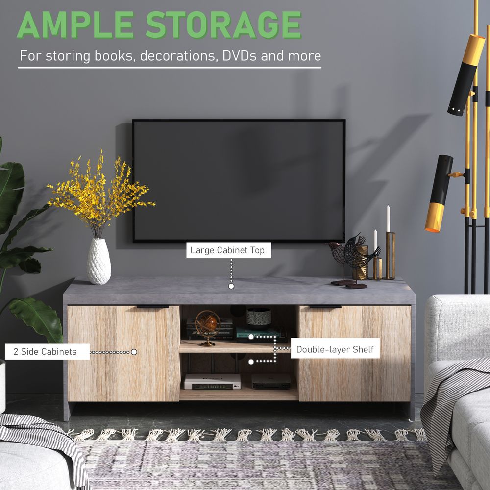 Modern Grey Wooden TV Stand - DVD CD Storage Unit - Organize and Display - Professional Quality - Easy Assembly