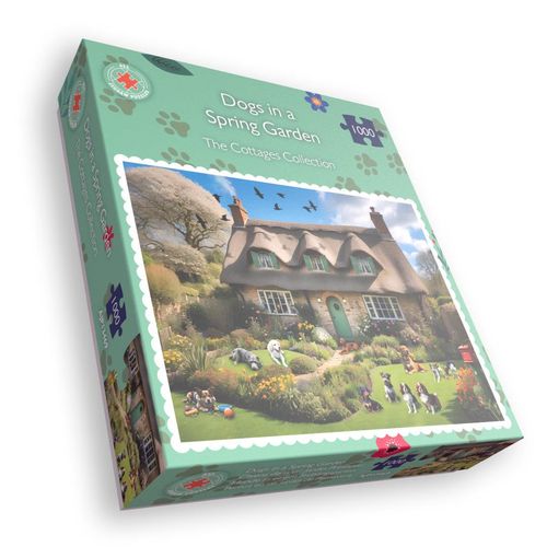 Dogs In A Spring Cottage Garden 1000 Piece Jigsaw Puzzle