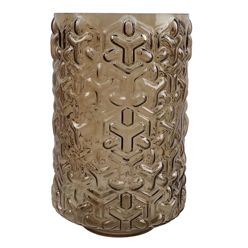 Handcrafted 29cm Embossed Chestnut Glass Vase