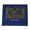 Acctim Mini Flip 2 Folding LCD Alarm Clock Blue - Ideal for Travel - Calendar & Temperature Display - Snooze Function