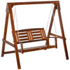 Outsunny Outdoor Garden Swing Chair - Wooden Patio Bench for 2 - Armrest - High Quality