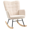 HOMCOM Wingback Rocking Chair - Steel Frame, Wooden Base, Beige, Nursing