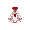 Vintage Red Metal Cage Semi Flush Mount Ceiling Light - High-Quality E27 Holder - Elegant and Stylish