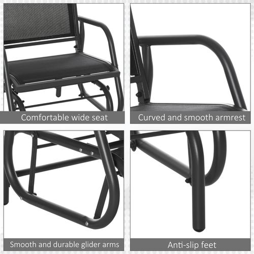 Outdoor Gliding Swing Chair Garden Seat w/ Mesh Seat Curved Back Steel Frame