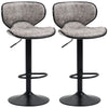 Vintage Bar Stool Set of 2 Microfiber Cloth Adjustable Height Armless Chairs