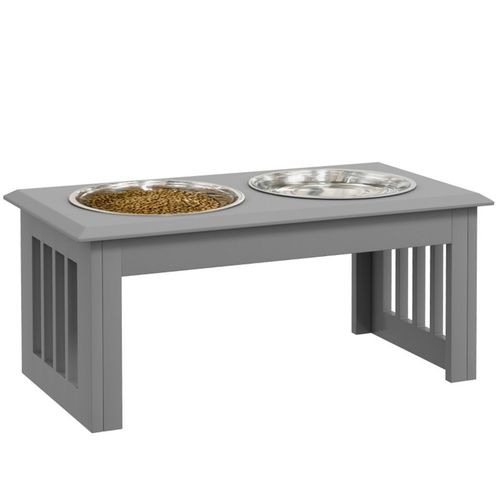 Dog bowls Pet Feeding 2x Stainless Bowls Grey 58.4L x 30.5W x 25.4H cm