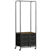 HOMCOM Industrial Hanging Clothes Rail, Clothes Rack with 6 Fabric Drawers, Open Wardrobe Organiser for Hallway, Bedroom and Closet, Rustic Brown