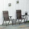 Set of 2 Outdoor Patio PE Rattan Dining Armrests Chair Adjustable Red Brown