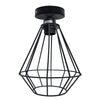 Vintage Industrial Geometric Diamond Light Fitting: E27 Holder, 60W Bulb, Metal Cage, Ceiling Mount