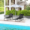 Outsunny 2 Pcs Folding Beach Chair Chaise Lounge 4 Adjustable Positions, Black