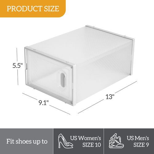 Shoe Storage Boxes 18 Pack Clear Plastic Stackable - White