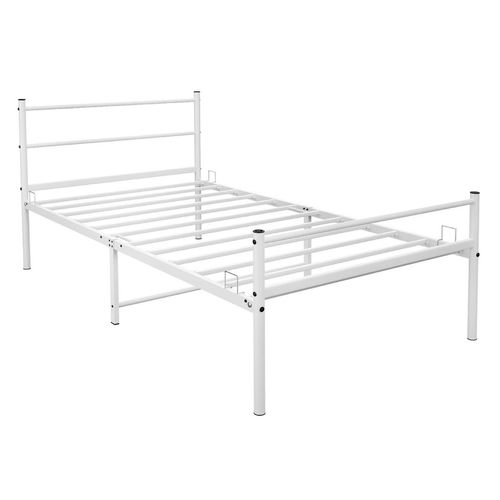 Extra Strong Single Metal Bed Frame In White - Improved