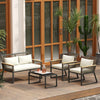 Outsunny 4 Seater Round Wicker Rope Garden Furniture Set with Cushions Grey